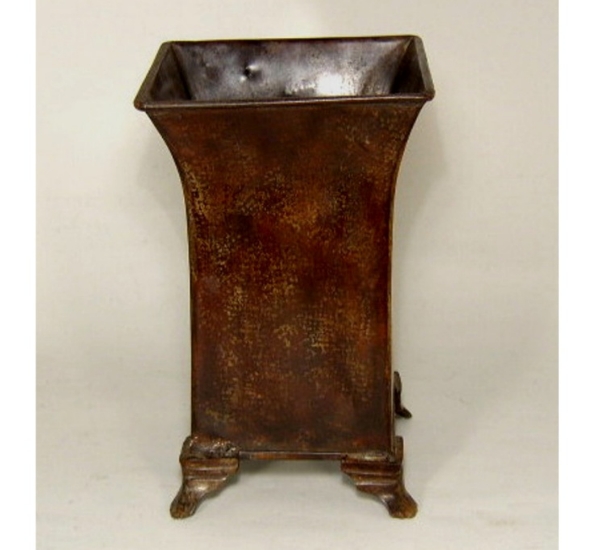 Picture of Dark Brown Planter Rectangular Footed with Flared Lip | 6.5" x 6.5" x 10"H |  Item No. 64253
