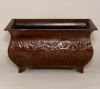 Picture of Dark Brown Planter Rectangle Embossed Pattern Footed Set/3 | 10"- 11.5"-13"Long |  Item No. 44116