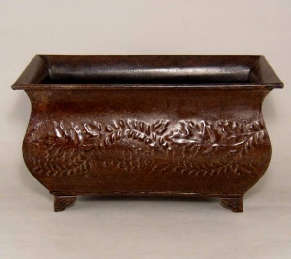 Picture of Dark Brown Planter Embossed Pattern Footed Large | 8"x13"x 8"H |  Item No. 44116L