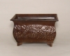 Picture of Dark Brown Rectangle Planter Embossed Footed Set/2 | 6"x10"x 6"H |  Item No. 44116S