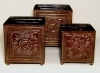 Picture of Dark Brown Square Planter Embossed 4 Ball Feet (Nested 3 sizes)  Set/2 | 6"-7"-8"W |  Item No. 44117