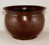 Picture of Brown Patina Finish on Metal Planter Swirl Lines  for Silk Trees Set/2  | 14"D x 10"H |  Item No. 44146L