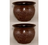 Picture of Brown Patina Finished Metal Planter Swirl Pattern  for Tree  Set/2 | 12"D x 9"H |  Item No. 44146M