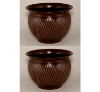 Picture of Metal  Planter with Brown Patina Finish Swirl Surface Lines for Trees Set/2 | 10"D x 8"H |  Item No. 44146S