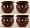 Picture of Metal Planter with Brown Patina Finish Fluted Surface Wavy Rim Set/4 | 7"D x 5"H |  Item No. 44163M