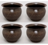 Picture of Affordable Metal Planter Brown Patina Finish  Swirl Surface Round Set/4  | 7"D x 5"H |  Item No. 44167