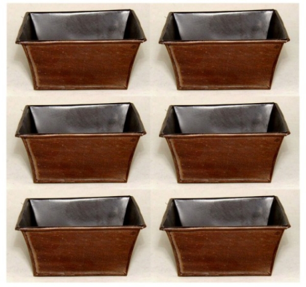 Picture of Economical Metal Orchid Tray Square Planter in Brown Finish Set/6 | 6.5" x 6.5" x 3"H | Item No. 44785