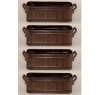 Picture of Brown Finish Metal Window Planter Ribbed  with Handles  Set/4 | 4"W x 10"L x 3.5"H | Item No. 44490S