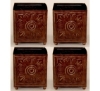 Picture of Dark Brown Square Planter Embossed  with 4 Ball Feet  Set/4  | 6"Wx7"H |  Item No. 44117M