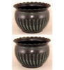 Picture of Green Patina Finish on Metal Planter with Swirl Surface Lines  and Wavy Rim Set/2  | 8.5"D x 6"H |  Item No. 59163L