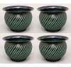 Picture of Green Metal Planter Swirl Surface Round Set/4  | 7"D x 5"H |  Item No. 59167