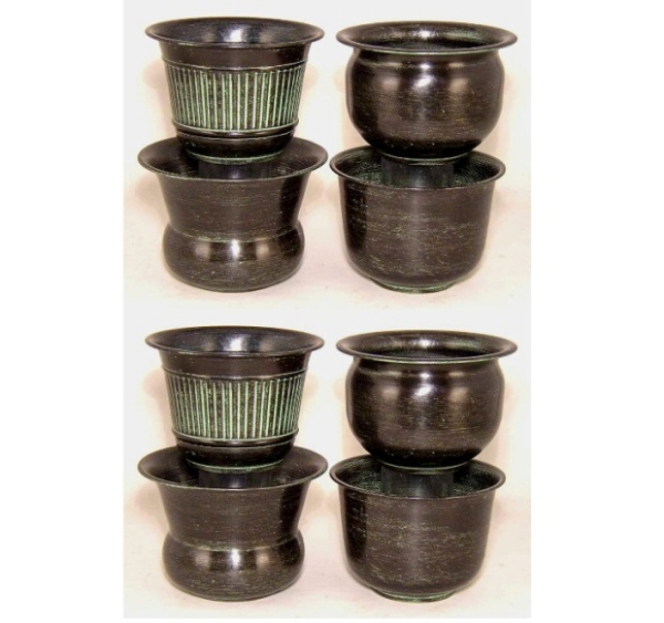 Picture of Green Metal Planters 4-Assorted Pieces  Plain  Set/2 | 5" x 4"H |  Item No. 59544