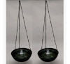 Picture of Half Round Metal  Hanging Planter Green Finish 3-Metal Chains  Set/2  | 10"Dia x 4"Deep x 20"Long  |  Item No. 59330