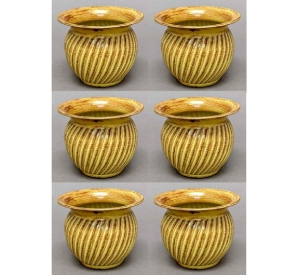 Picture of Earth Tone Metal Seedling Planter Swirl Surface Lines Set/6  | 4.5"D x 4"H |  Item No. 53165