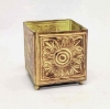 Picture of Earth Tone Square Planter Embossed with 4-Ball Feet  Set/4  | 5"Wx6"H | Item No. 53117S