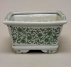 Picture of Green Floral Print on White Ceramic Planter Square Set/2  | 7.5"W  x 4"H |  Item No. 71313L