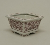 Picture of Red Floral Print on White Ceramic Planter Square Set/4  | 4.5"W x 3.25"H |  Item No. 71413S