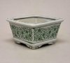 Picture of Green Floral Print on White Ceramic Planter Square Set/4  | 6"W x 3.5"H |  Item No. 71313M