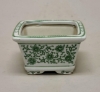 Picture of Green Floral Print on White Ceramic Planter Square Set/4  | 4.5"W x 3.25"H |  Item No. 71313S