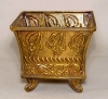 Picture of Antique Gold Planter Embossed Pattern Footed  Set/2  | 6.5" x 6.5" x 5"H |  Item No. 32436