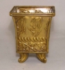 Picture of Antique Gold Planter Embossed Pattern Footed  Set/2  | 5" x 5" x 5"H |  Item No. 32437