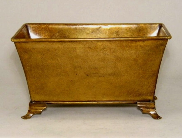 Picture of Antique Gold Finish on Brass Planter with 4 Decorative Legs   | 6.5" x 12" x 6.5"H |  Item No. 65255