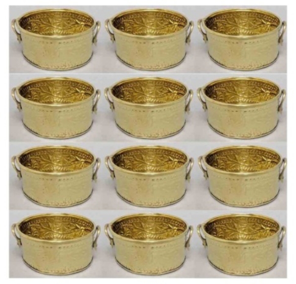 Picture of Planter Brass Round Embossed Handles Set/12  | 4.25"D x 2"H |  Item No. 01516M