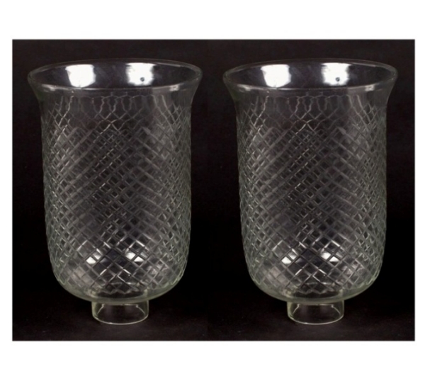 Picture of Clear Glass Hurricane Shade Mesh Cut for Candle Holders  Set/2 | 6.5"Dx10"H |  Item No. 20140