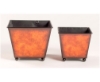 Picture of Rustic Brown Metal Square Planters Ball Feet 2 Sizes Nested in a Set  Set/2   | 5.5" & 7"Wide |   Item No. 44604