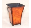 Picture of Rustic Brown Metal Square Planters Ring Handles 4-Ball Feet Nested Set/3  |  8"-9"-10"High |  Item No. 44606