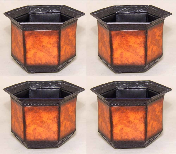 Picture of Rustic Brown Metal Hexagonal Planters Set/4  |  6.5"Wide x 5"High |  Item No. 44609S