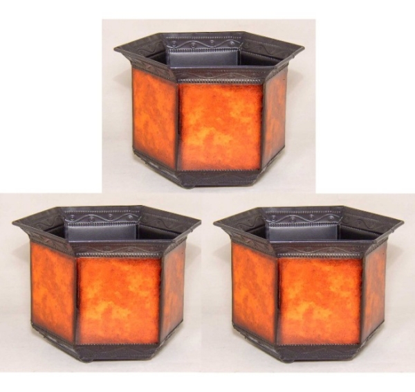 Picture of Rustic Brown Metal Hexagonal Planters Set/3  | 8"Wide x 6"High |  Item No. 44609M