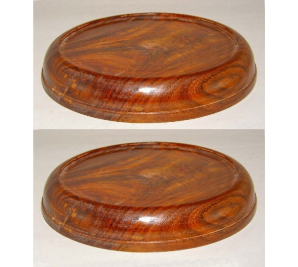 Picture of Carved Shesham Wood Candle Holder Round for 4" or 6"D Pillar Candle Set/2 | 7.25"Dx1.75"H |  Item no. 15022