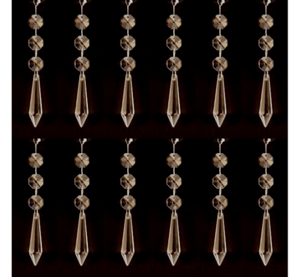 Picture of Crystal Bead Hanger 3-Beads and Faceted Teardrop Pendant  Set/12  | 4.5"Long | Item No. 20260