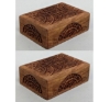 Picture of Shesham Wood Box Rectangle Hand Carved on Cover and Sides  Set/2  | 5"x7"x2.5"H |  Item No. 40809