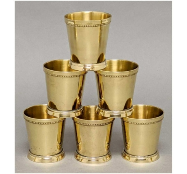 Picture of Brass Julep Cup Polished  or Mini Vase  Set/6  | 2.5"Dx2.75"H |  Item No. 99606