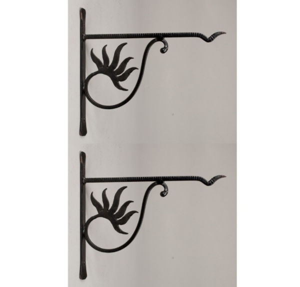 Picture of Wall Bracket for Hanging Plants Wrought Iron Black  Set/2  | 12"Wx11"H |  Item No. 00790