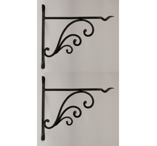 Picture of Wall Bracket for Hanging Plants Wrought Iron Black  Set/2  | 12"Wx11"H |  Item No. 00798