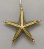 Picture of Clear Textured Glass 5-Cones 3D Star in Brass Frame with Hanging String Set/4  | 6"W x 6"H |  Item No. 24101