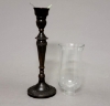 Picture of Bronze Finish on Brass Candle Holder with Glass Shade | 4.75"Dx20"H |  Item No. 76514