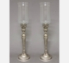 Picture of Nickel Plated on Brass Candle Holder with Glass Shade Set/2 | 5"Dx20"H |  Item No. 79514