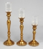 Picture of Antique Gold Candle Holder with Rhinestone Border & Base Set/3  | 4"Dx12"H |  Item No. 16158