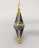 Picture of Blue Textured Glass 5-Cones 3D Star in Brass Frame with Hanging String Set/4  | 6"W x 6"H |  Item No. 24111