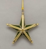 Picture of Green Textured Glass 5-Cones 3D Star in Brass Frame with Hanging String Set/4  | 6"W x 6"H |  Item No. 24131