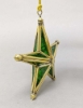 Picture of Green Textured Glass 5-Cones 3D Star in Brass Frame with Hanging String Set/4  | 6"W x 6"H |  Item No. 24131