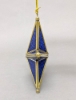Picture of Blue Textured Glass 5-Cones 3D Star in Brass Frame with Hanging String  Set/4  | 9"W x 9"H |  Item No. 24112