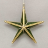 Picture of Green Textured Glass 5-Cones 3D Star in Brass Frame with Hanging String Set/4  | 9"W x 9"H |  Item No. 24132