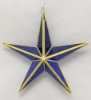 Picture of Blue Textured Glass 5-Cones 3D Star in Brass Frame with Hanging String  Set/2  | 12"W x 12"H |  Item No. 24113