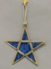 Picture of Blue Textured Glass 5-Point Star in Brass Frame with Hanging String Set/6  | 5.5"W x 5.5"H |  Item No. 24171