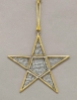 Picture of Green Textured Glass 5-Point Star in Brass Frame with Hanging String Set/6  | 7"W x 7"H |  Item No. 24192
